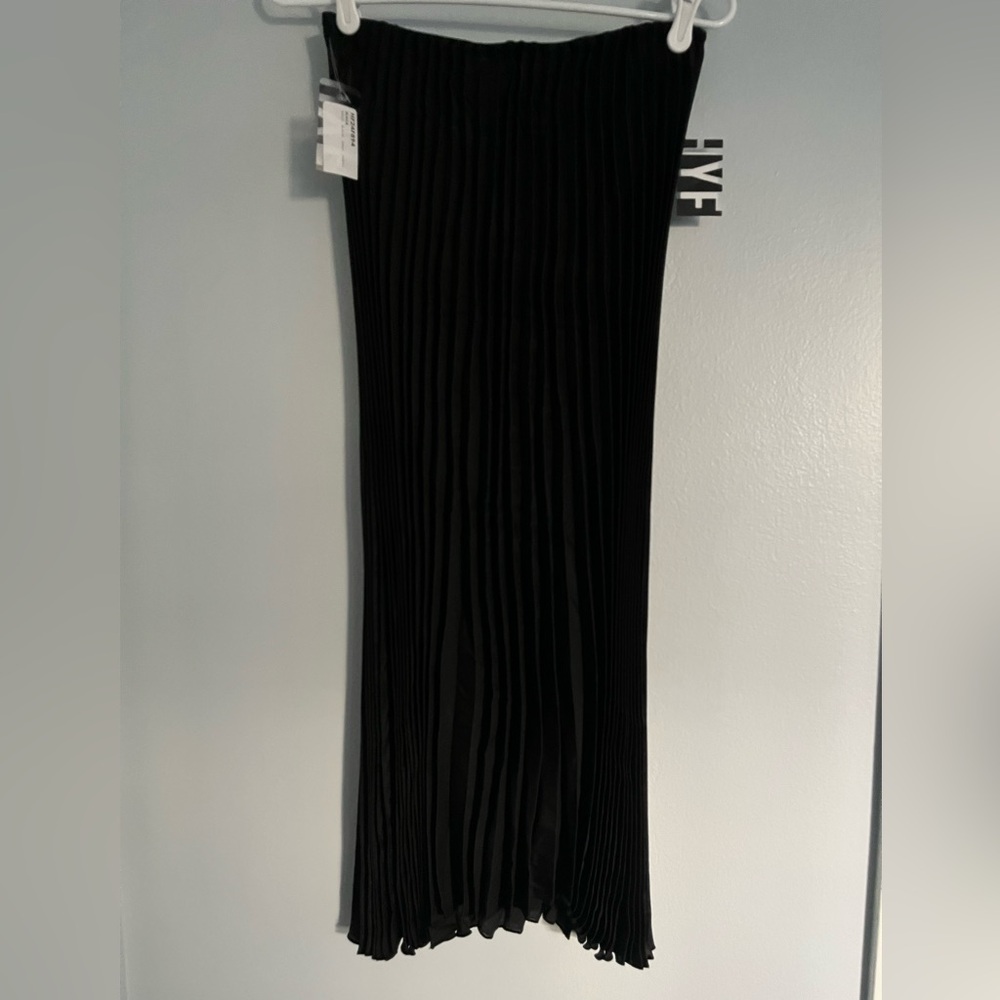Black Pleated Midi Skirt